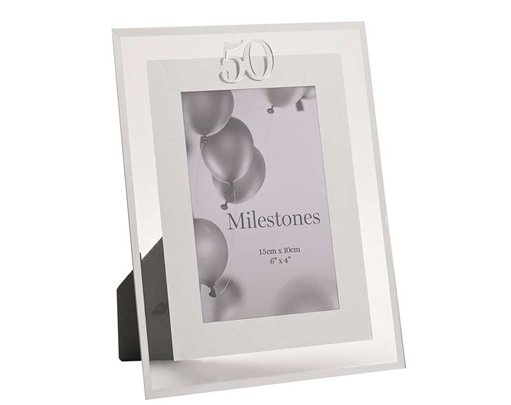 4x6in MILESTONES 50 MIRROR BORDER FRAME