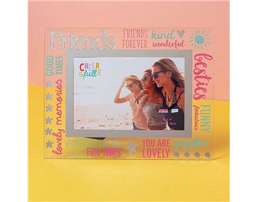 6x4in FRIENDS CHEERFULL GLASS PHOTO FRAME