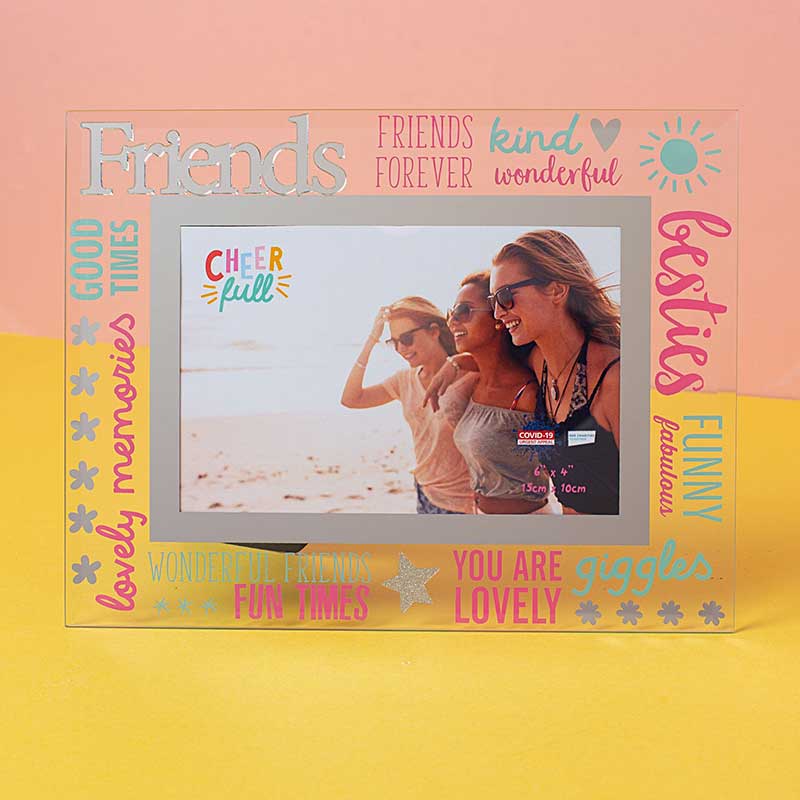 6x4in FRIENDS CHEERFULL GLASS PHOTO FRAME