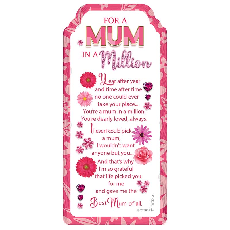 WORD GALLERY MUM IN A MILLION CERAMIC PLAQUE
