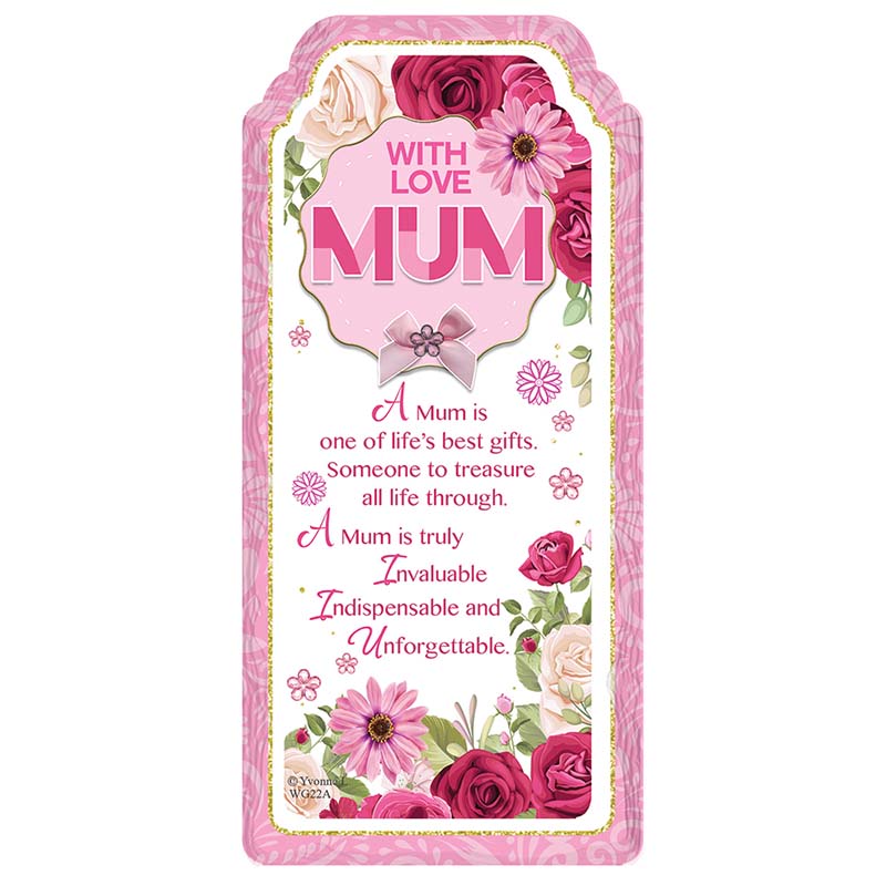 WORD GALLERY WITH LOVE MUM CERAMIC PLAQUE