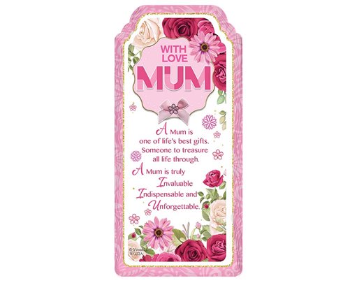 WORD GALLERY WITH LOVE MUM CERAMIC PLAQUE
