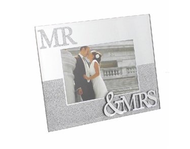 GLITTER MIRROR MR & MRS 6x4in FRAME