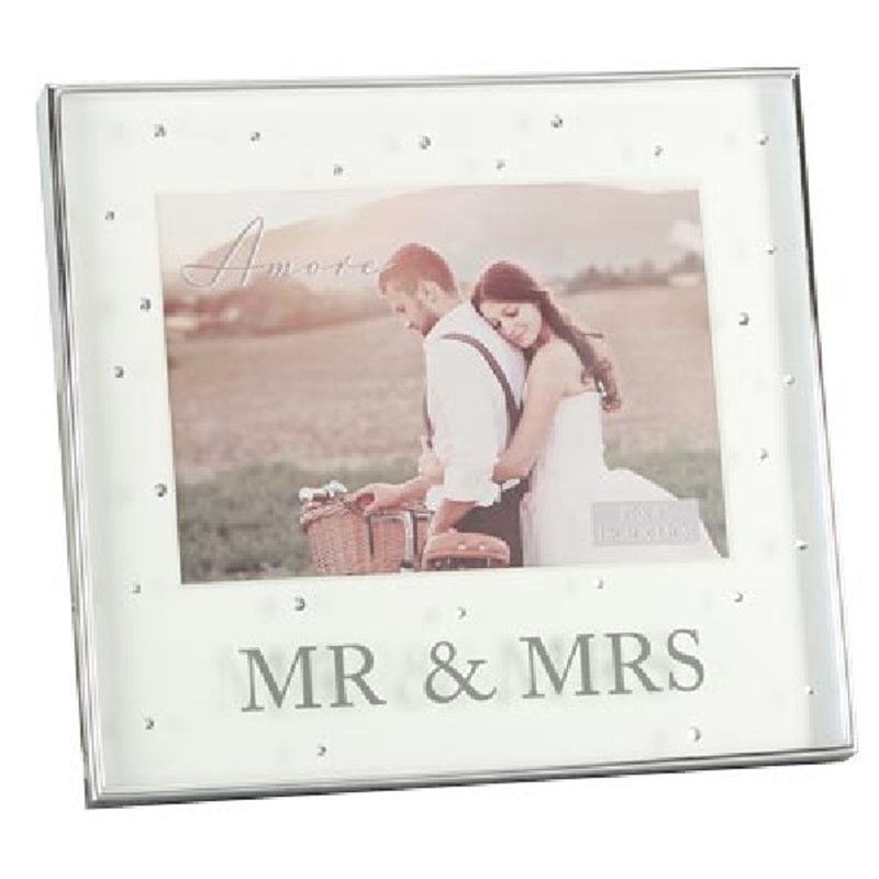 7x5IN MR & MRS BOX FRAME WITH CRYSTALS