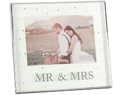 7x5IN MR & MRS BOX FRAME WITH CRYSTALS