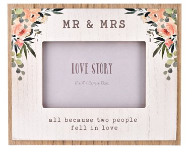 6x4in MR & MRS WOODEN PHOTO FRAME