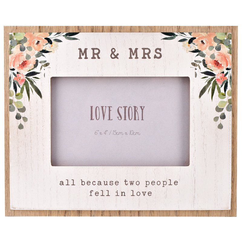 6x4in MR & MRS WOODEN PHOTO FRAME