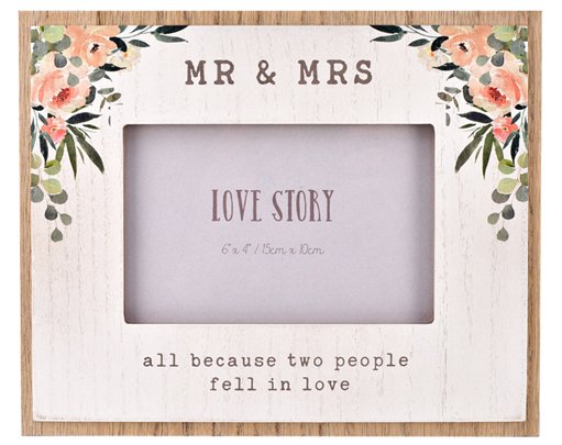 6x4in MR & MRS WOODEN PHOTO FRAME