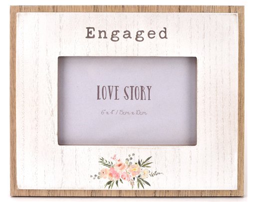 6x4in ENGAGED WOODEN PHOTO FRAME