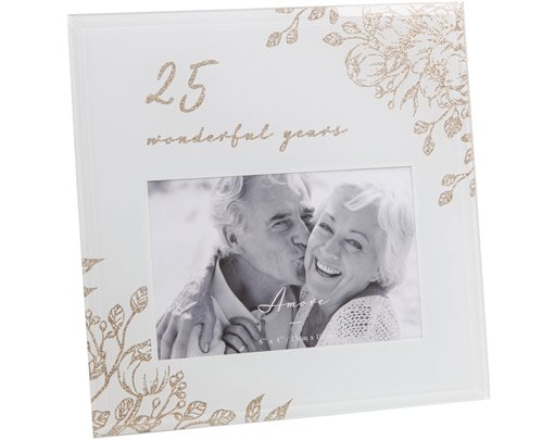 6x4in-25 YRS GOLD FLORAL FRAME