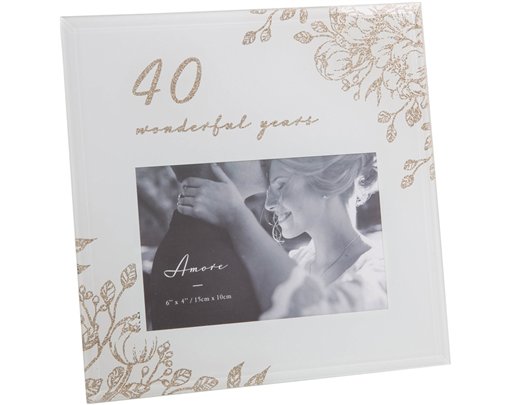 6x4in 40 YEARS GOLD FLORAL FRAME