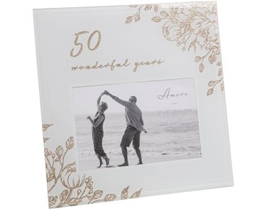 6x4in 50 YEARS GOLD FLORAL FRAME