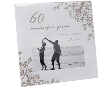 6x4in 60 YEARS GOLD FLORAL FRAME