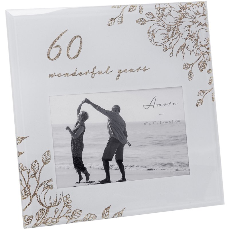 6x4in 60 YEARS GOLD FLORAL FRAME