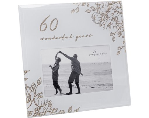6x4in 60 YEARS GOLD FLORAL FRAME