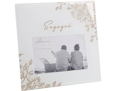 6x4in ENGAGED GOLD FLORAL FRAME