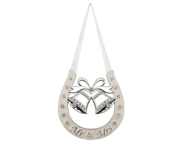 SILVER PLATED MR & MRS HORSE SHOE