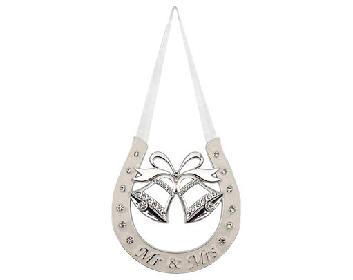 SILVER PLATED MR & MRS HORSE SHOE