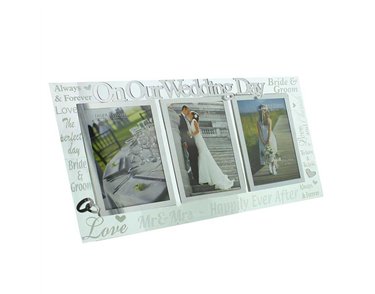 WEDDING 3D WORDS TRIPLE MIRROR PHOTO FRAME