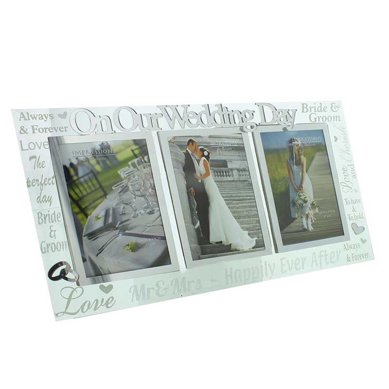 WEDDING 3D WORDS TRIPLE MIRROR PHOTO FRAME