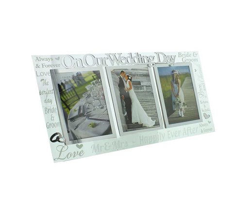 WEDDING 3D WORDS TRIPLE MIRROR PHOTO FRAME