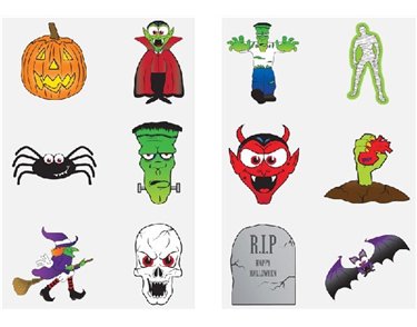 (6) 4CM HALLOWEEN MINI TATTOOS  96S