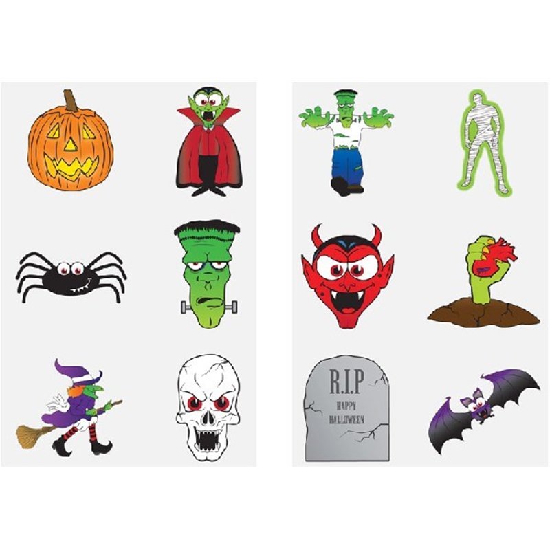 (6) 4CM HALLOWEEN MINI TATTOOS  96S