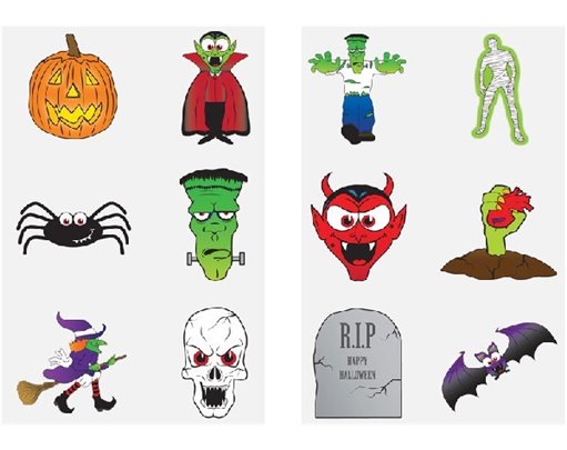 (6) 4CM HALLOWEEN MINI TATTOOS  96S
