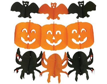 3ASST HALLOWEEN PAPER GARLAND DECORATION