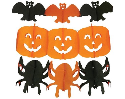 3ASST HALLOWEEN PAPER GARLAND DECORATION