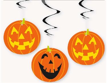 (3) 26IN PUMPKIN HANGING SWIRLS