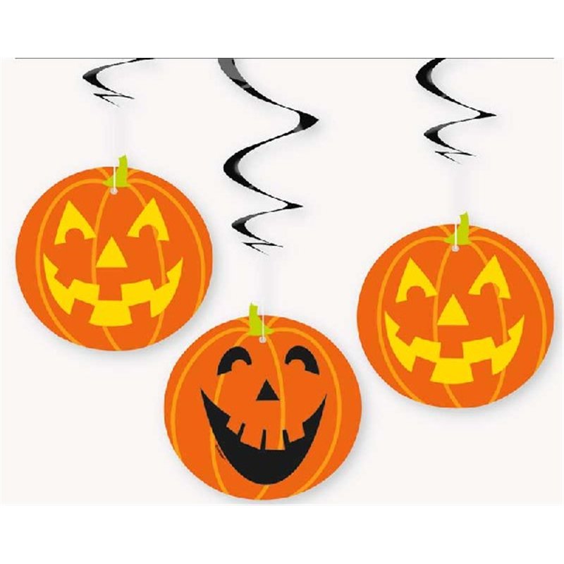 (3) 26IN PUMPKIN HANGING SWIRLS