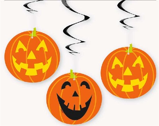 (3) 26IN PUMPKIN HANGING SWIRLS