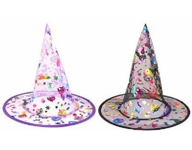 2ASST CHILD MULTI COLOUR WITCH HAT