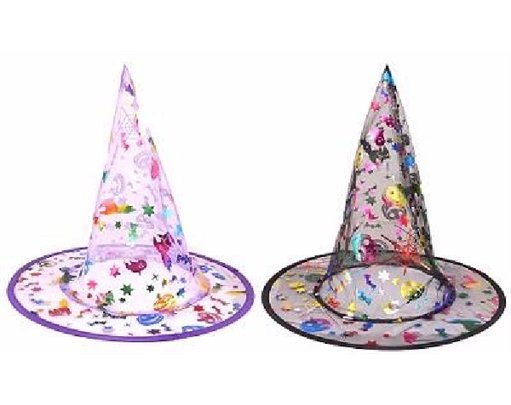 2ASST CHILD MULTI COLOUR WITCH HAT