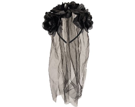 BLACK BRIDE HEADBAND WITH VEIL