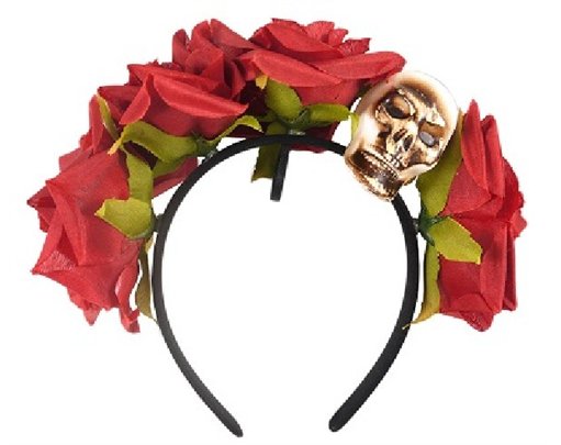 BLACK HEADBAND WITH SKULL