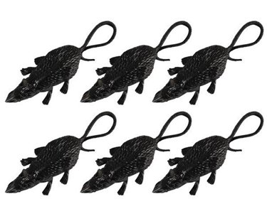 (6) 8CM BLACK RATS