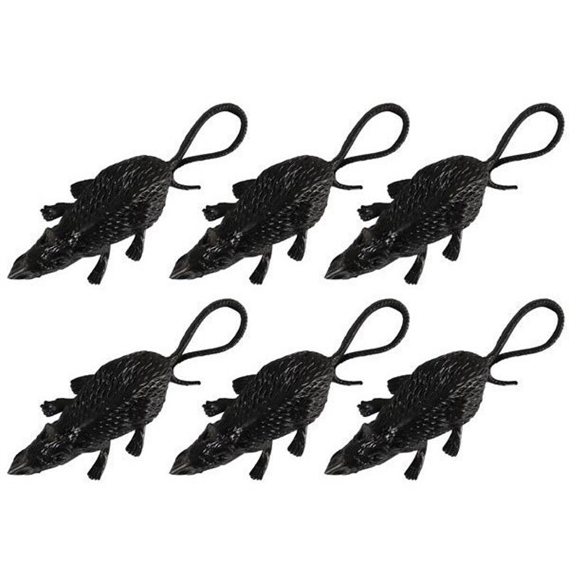 (6) 8CM BLACK RATS