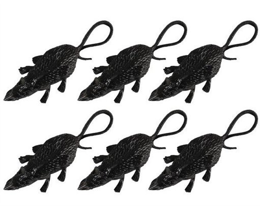 (6) 8CM BLACK RATS