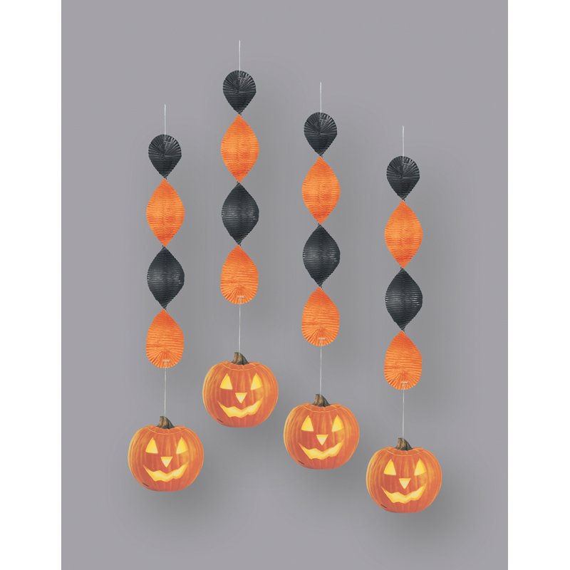 (4) 18IN PUMPKIN GLOW HANGNG DECORATIONS