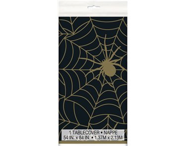 54x84IN BLACK/GOLD SPIDER WEB TABLECOVER