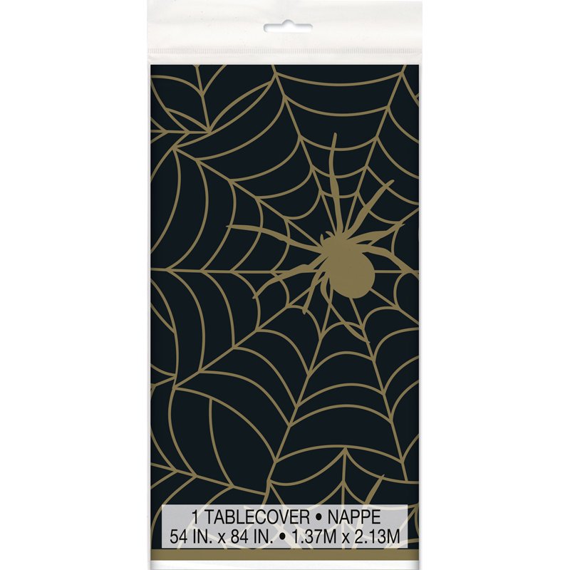 54x84IN BLACK/GOLD SPIDER WEB TABLECOVER