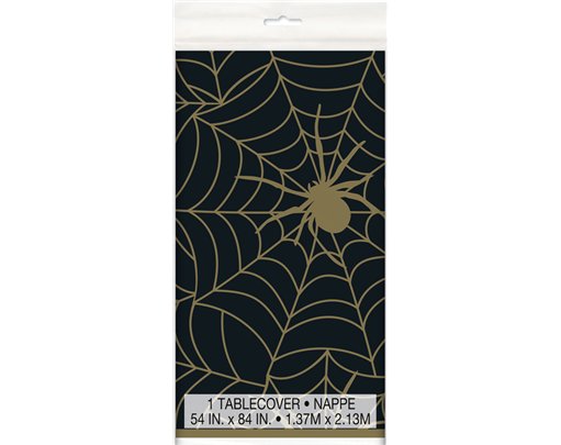 54x84IN BLACK/GOLD SPIDER WEB TABLECOVER