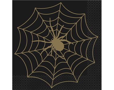 (16) BLACK/GOLD SPIDER WEB L/NAPKINS