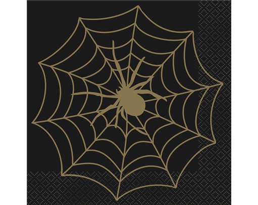 (16) BLACK/GOLD SPIDER WEB L/NAPKINS