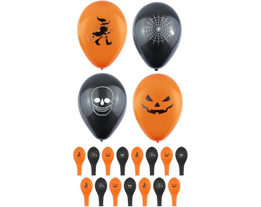 12PK 23cm HALLOWEEN PRINTED BALLOONS