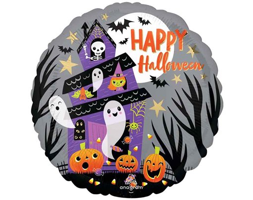 18in HAPPY HALLOWEEN HAUNTED HOUSE FOIL BALLOON