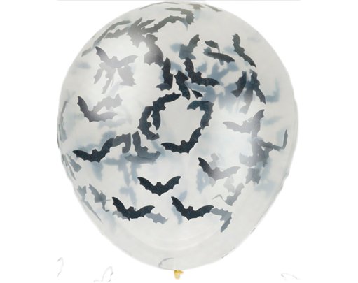 5PK 16in CLEAR LATEX BALLOONS WITH BAT CONFETTI
