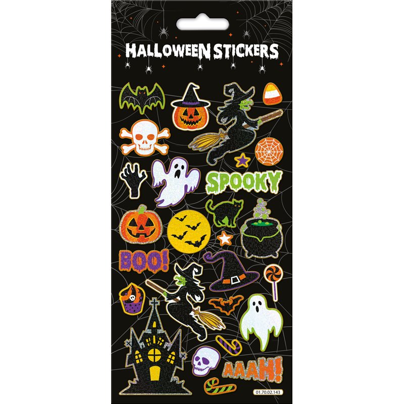 BLACK HALLOWEEN SPOOKY STICKERS